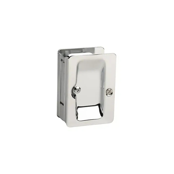 A rectangular, chrome-plated wall-mounted bottle opener by Taymor Industries, featuring two visible screw holes—perfect for pairing with modern sliding door hardware.