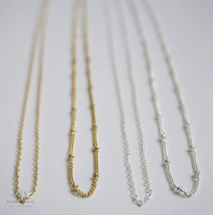 Tiny Square Pendant Necklace- Fern