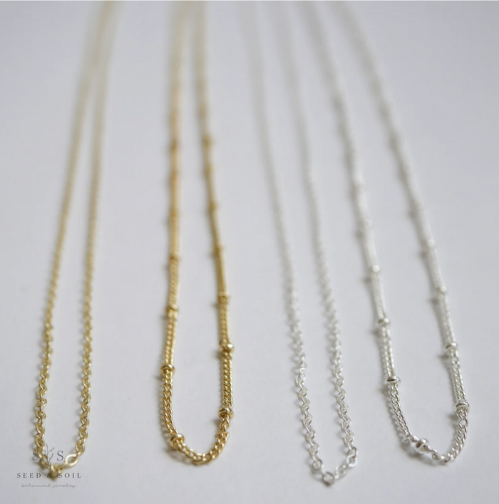 Tiny Square Pendant Necklace- Fern