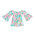 Top Short Sleeve Designer By Lilly Pulitzer In Blue & Pink, Size: S