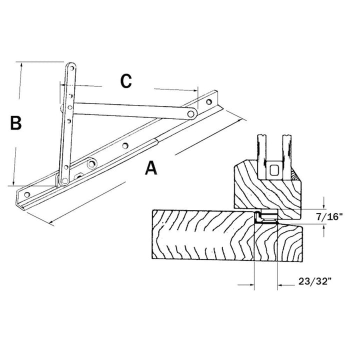 Truth Hardware 18" Heavy - Duty Awning and Casement Window Hinge - Reflect Window & Door
