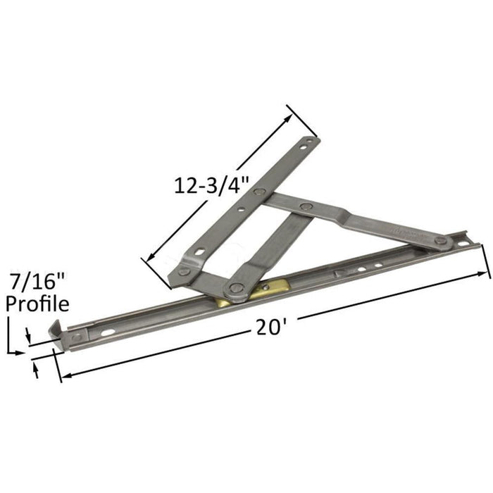 Truth Hardware 20" Awning and Casement 4 - Bar Window Hinge – Heavy - Duty Window Hinge Replacement - Reflect Window & Door