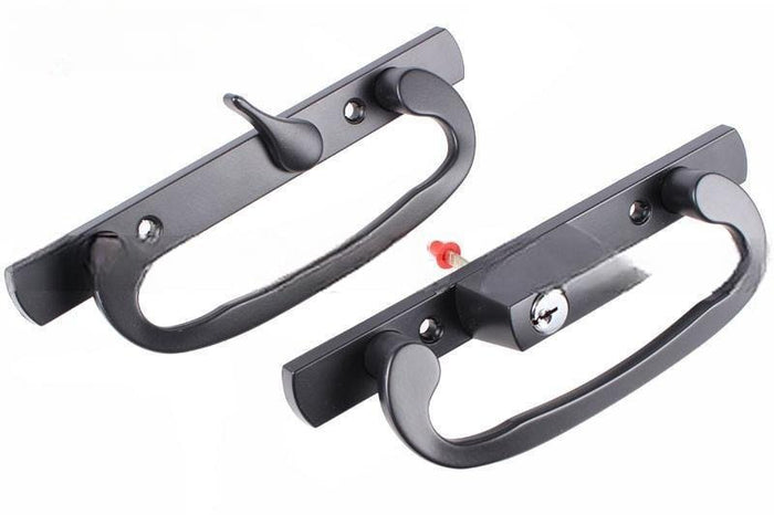 Truth Hardware Black Legacy Sliding Glass Door Handle Set – Keyed Security Lock with 3 - 15/16" Screw Holes - Reflect Window & Door