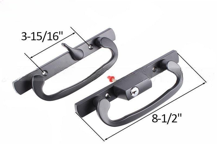 Truth Hardware Black Legacy Sliding Glass Door Handle Set – Keyed Security Lock with 3 - 15/16" Screw Holes - Reflect Window & Door