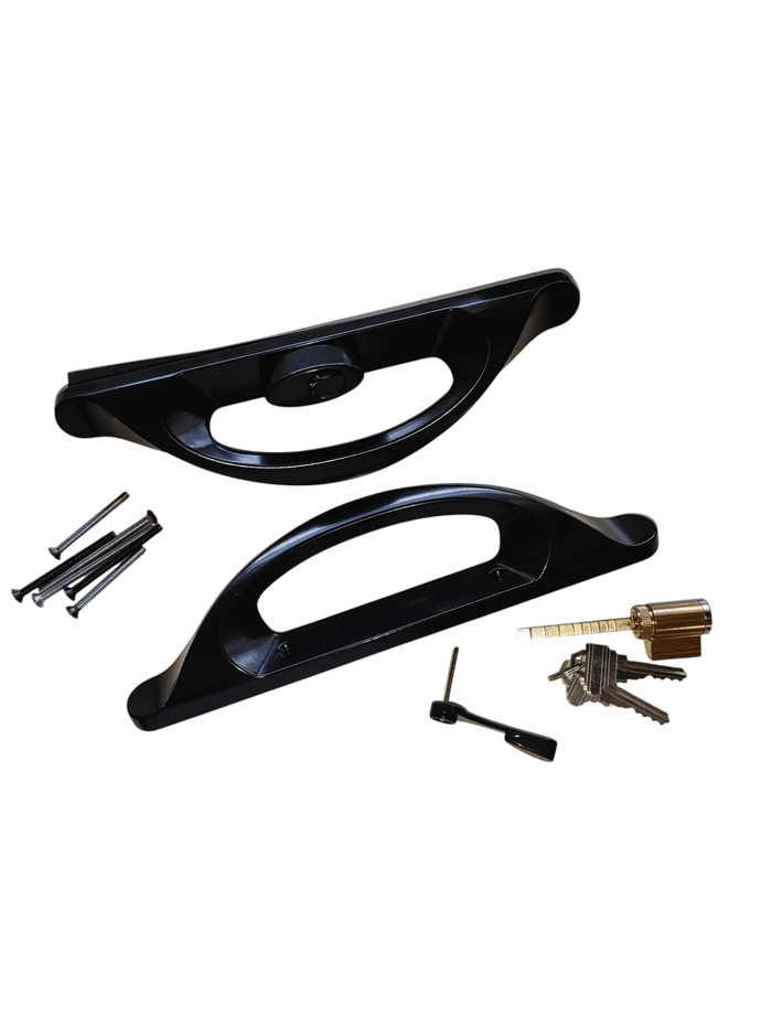 Sliding Glass Patio Door Handle Set – Black Finish – Keyed Lock – 4" Hole Spacing Replacement Handle - Reflect Window & Door