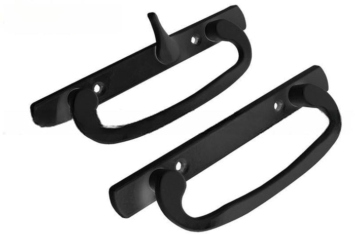 Truth Hardware Legacy Black Patio Door Security Handle with Offset Latch – 3 - 15/16" Screw Hole Spacing - Reflect Window & Door