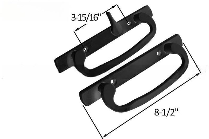 Truth Hardware Legacy Black Patio Door Security Handle with Offset Latch – 3 - 15/16" Screw Hole Spacing - Reflect Window & Door