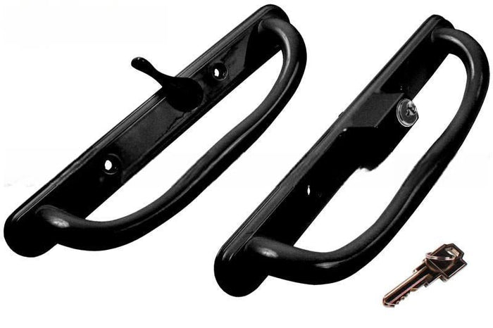 Truth Hardware Black Olympus Sliding Glass Door Handle Set – Keyed Security Lock with 3 - 15/16" Screw Holes - Reflect Window & Door