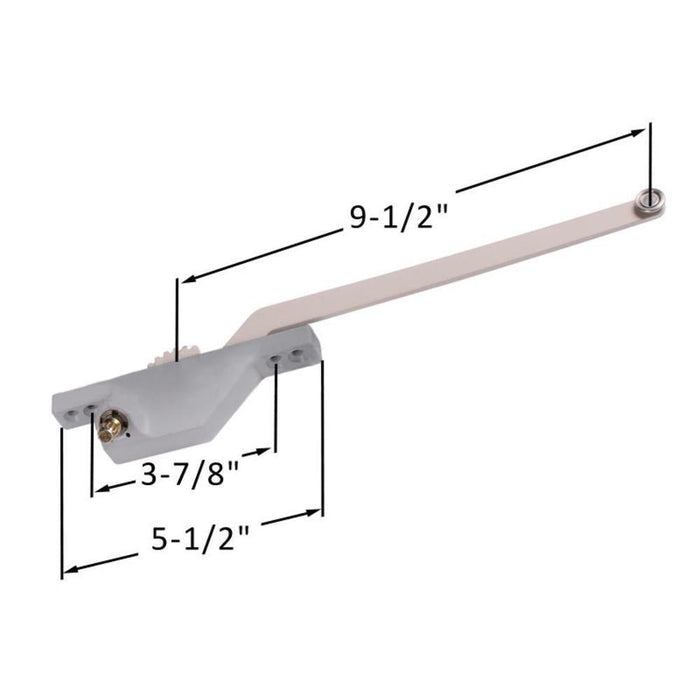 Truth Hardware Aluminum Left Hand Casement Window Operator – 9 - 1/2" Front Mount Crank Arm - Reflect Window & Door