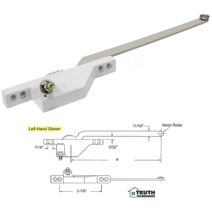 Truth Hardware Front Mount White Left Hand Casement Window Operator With 9-1/2" Arm - Reflect Window & Door