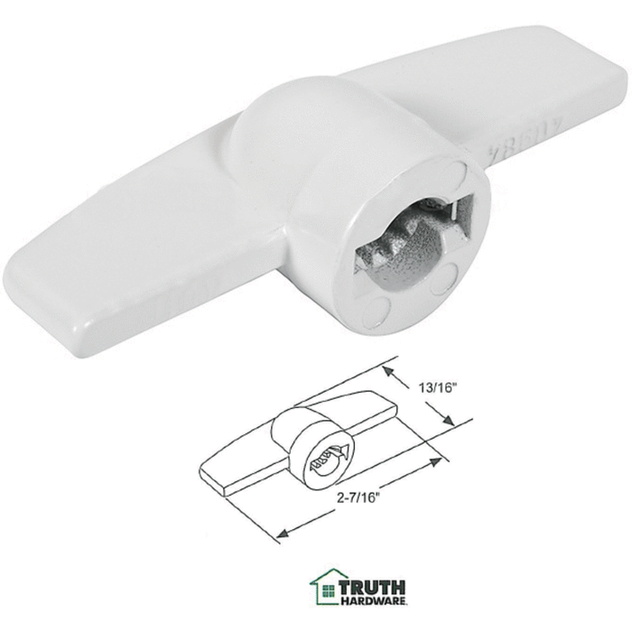 Truth Hardware T-Crank White Window Operator Handle With 5/16" Spline - Reflect Window & Door