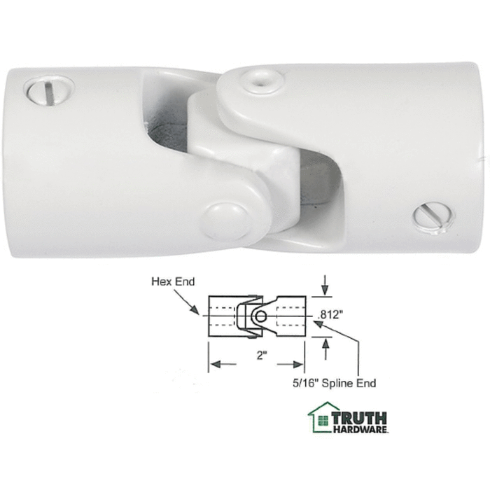 Truth Hardware Awning/Skylight Window Operator Universal Joint for 5/16" Spline Size - White - Reflect Window & Door