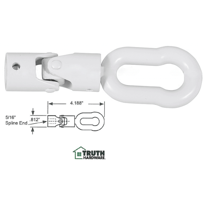Truth Hardware 45 Degree Universal Joint with Pole Eye for 5/16" Spline Size - White - Reflect Window & Door