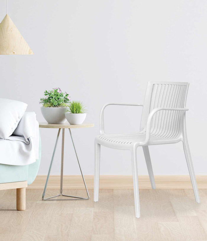 Uratex Monoblock Charlotte Armchair in white, angled view
