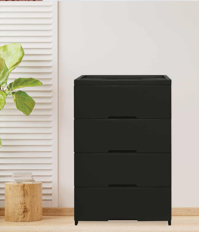 Uratex Monoblock Store-It 4 Layer Drawer in black, front view