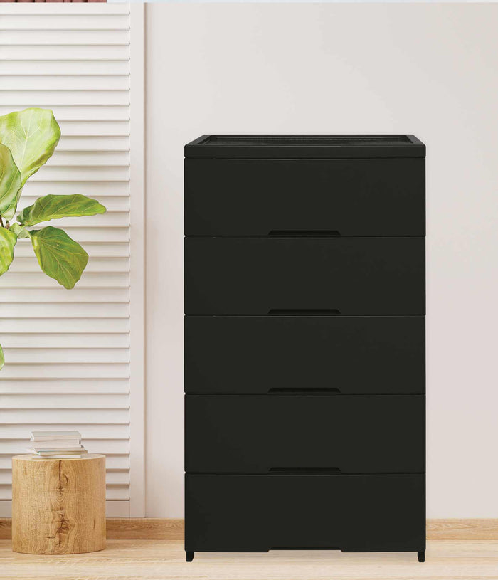 Uratex Monoblock Store-It 5 Layer Drawer in black, front view