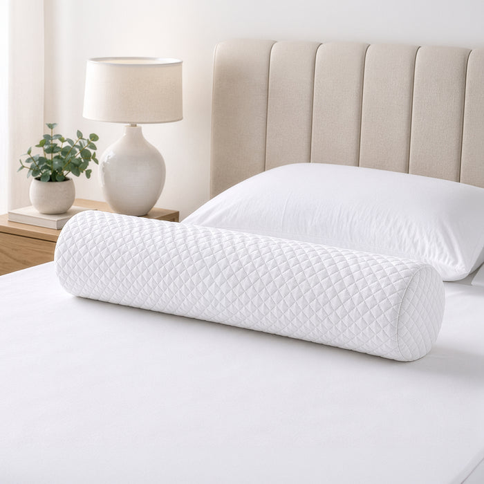 Uratex Senso Memory Bolster Pillow, shown in a room setting