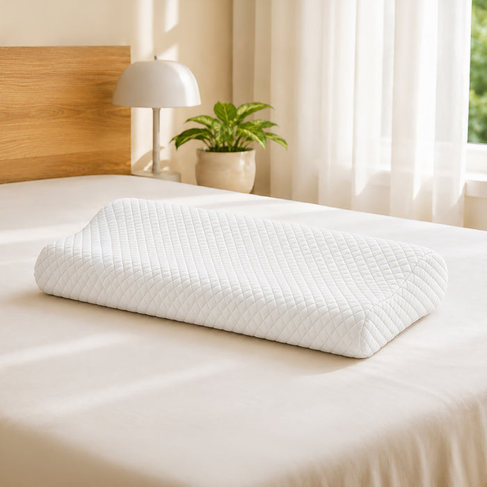 Uratex Senso Memory Cervical Pillow, shown in a room setting