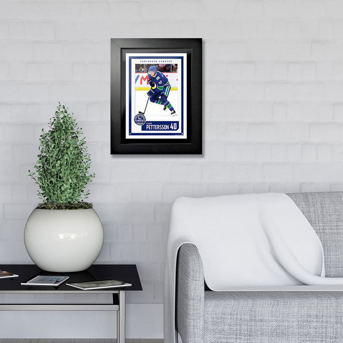 Vancouver Canucks Elias Pettersson Frame - 12" x 16" Home Jersey Block Design