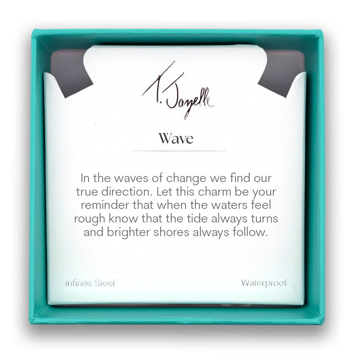 Wave Cutout Charm with White Natural Agate Gemstone Bracelet