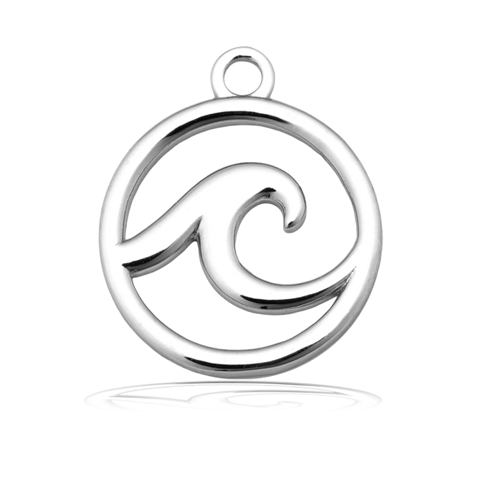Wave Cutout Charm with White Natural Agate Gemstone Bracelet