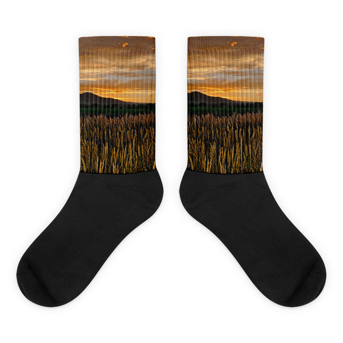 Western Skies at Sunset Black foot socks