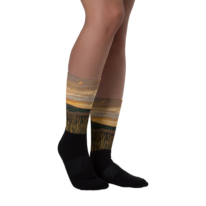 Western Skies at Sunset Black foot socks