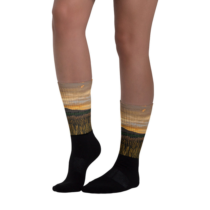 Western Skies at Sunset Black foot socks