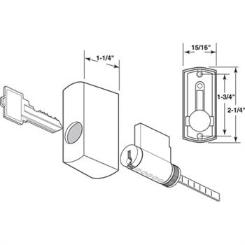 Sliding Glass Door Keyed Cylinder Housing Kit with 1 - 3/4" Screw Holes - Reflect Window & Door