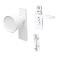 White Latch for Residential Swinging Screen & Storm Door – 1 - 3/4" Screw Hole Spacing - Reflect Window & Door