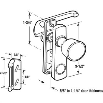 White Latch for Residential Swinging Screen & Storm Door – 1 - 3/4" Screw Hole Spacing - Reflect Window & Door