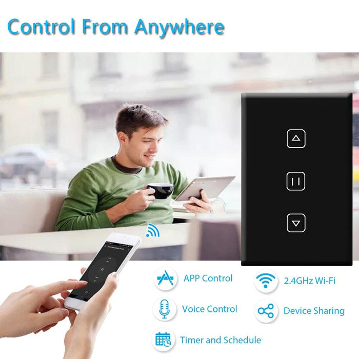 WiFi Smart Timer Glass Wall Touch Curtain Switch Controller Roller Shutter Electric Motor TUYA Smart Life App Google Home Alexa.wifi module curtain roller