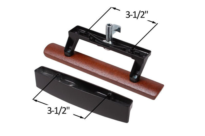 Sliding Glass 3 - 1/2" Hole Spacing Black Patio Door Handle - No Key - Reflect Window & Door