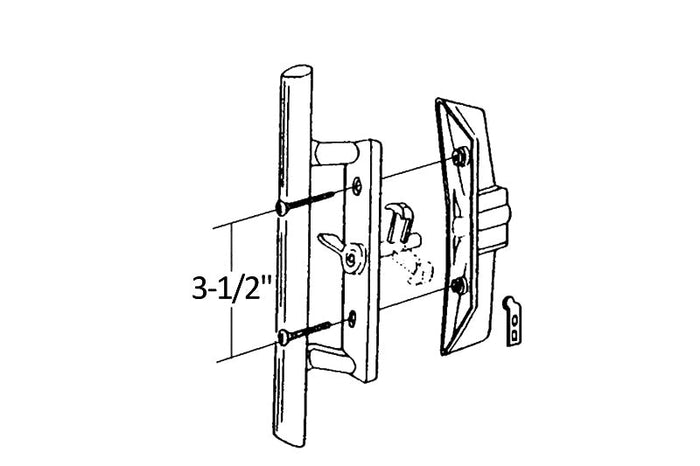 Sliding Glass 3 - 1/2" Hole Spacing Black Patio Door Handle - No Key - Reflect Window & Door