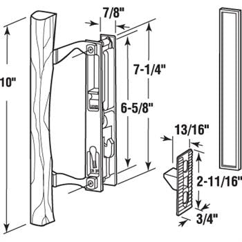 Sliding Glass Patio Door Flush Handle with Wood Handle Pull & keeper - Reflect Window & Door