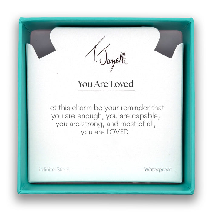 You are Loved Charm with White Natural Agate Gemstone Bracelet