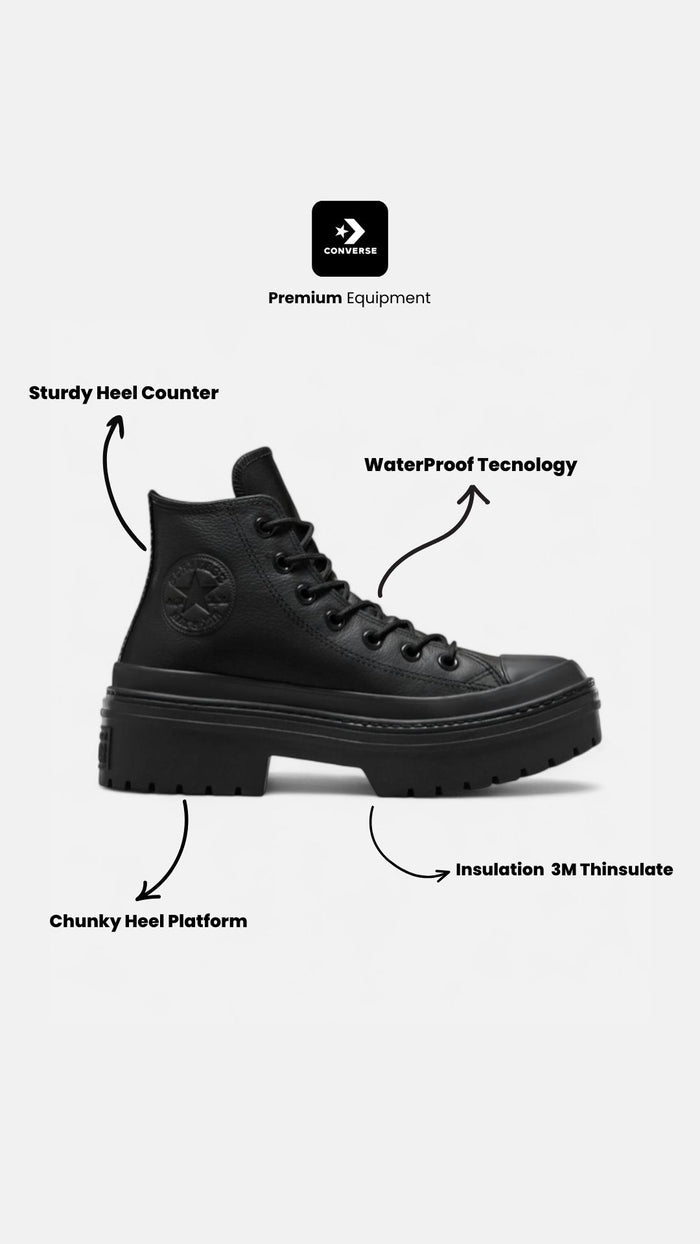 Zapatillas Converse Chuck Taylor Lugged Hell Hi Waterproof Leather Platform Negro